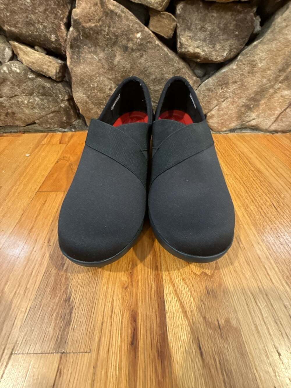 Crocs Busy Day Stretch Asymmetrical Wedge Black Slip On Comfort Shoes